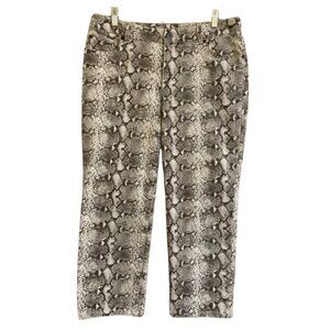Chico’s Women’s Size 10 White Python Print High-Rise Cropped Ankle Slim Jeans